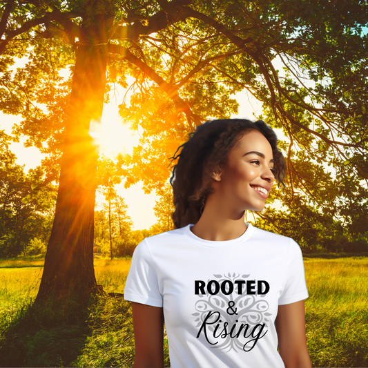 Rooted & Rising Women's Softstyle Tee - Inspirational Quote Shirt